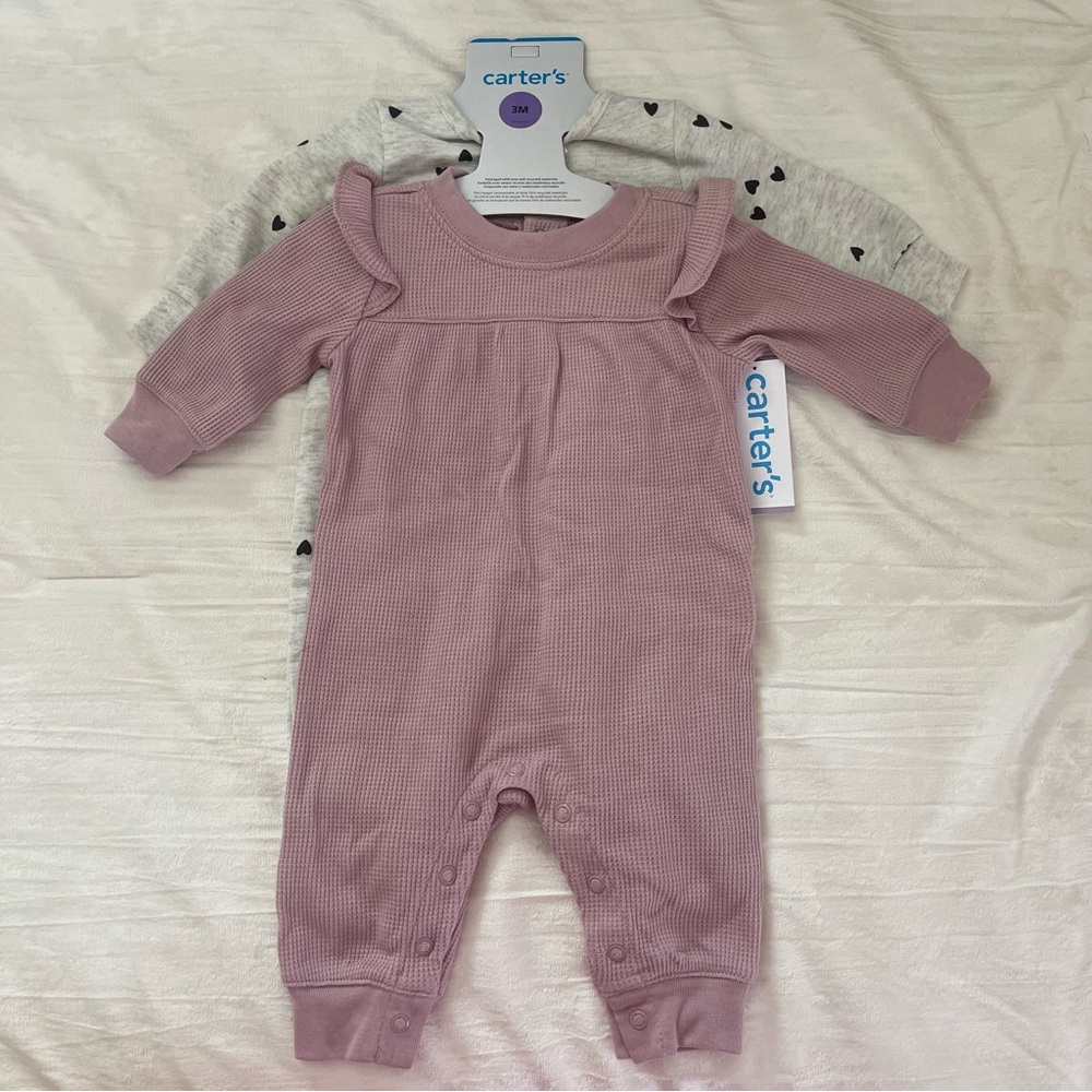 Carter's Mauve and Gray Baby Romper Set
